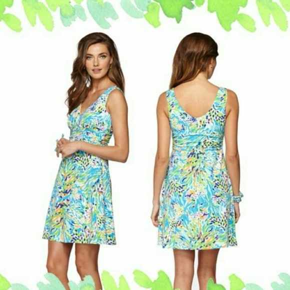 LILLY PULITZER Shianne V-Neck Dress Sloane Sea Soirée Size Medium - Picture 3 of 16